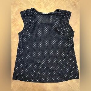 GAP Navy Polka Dot Sleeveless Blouse | Size Large